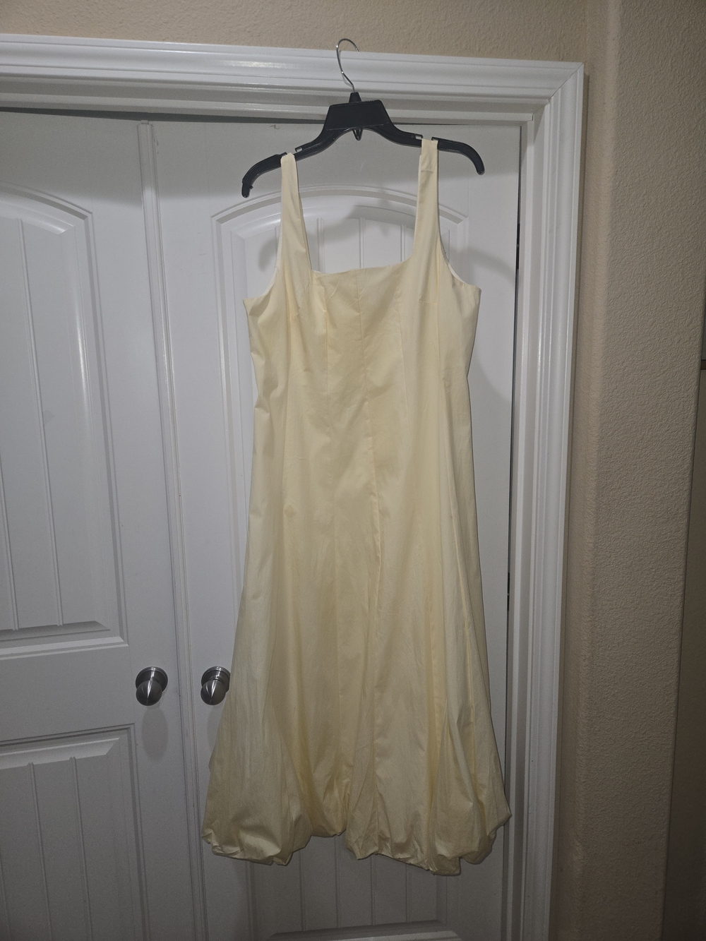 ZARA Elegant Yellow A-Line Dress with Square Neck Bubble Hem Size  XL EUC